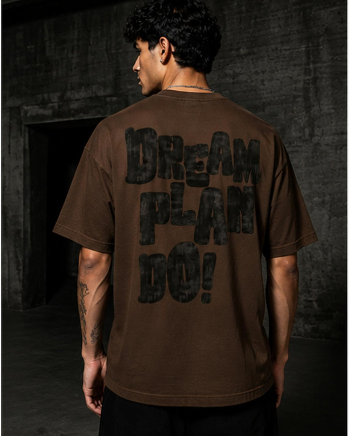 DREAM PLAN DO Oversized Tee — Brown — alternate view