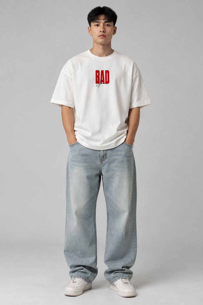 SELINX Bad Influence White Oversized T-Shirt — alternate view
