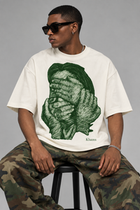SELINX Khams Abstract Art Off-White Oversized T-Shirt view 1