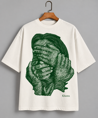 SELINX Khams Abstract Art Off-White Oversized T-Shirt view 3