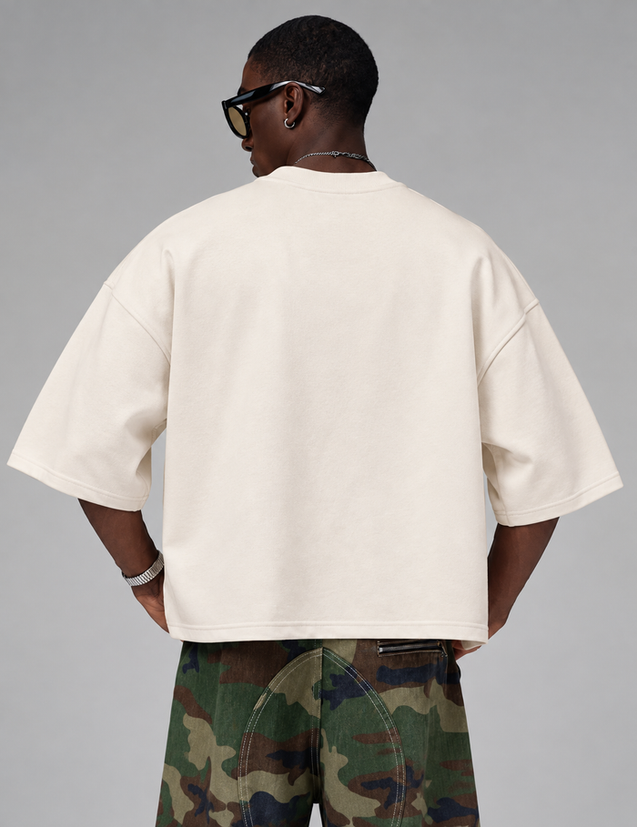 SELINX Khams Abstract Art Off-White Oversized T-Shirt — alternate view