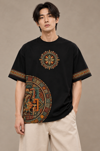 Royal Mandala – Black Oversized T-Shirt view 3