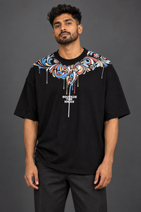 SELINX Creative Flow Black Oversized T-Shirt view 4