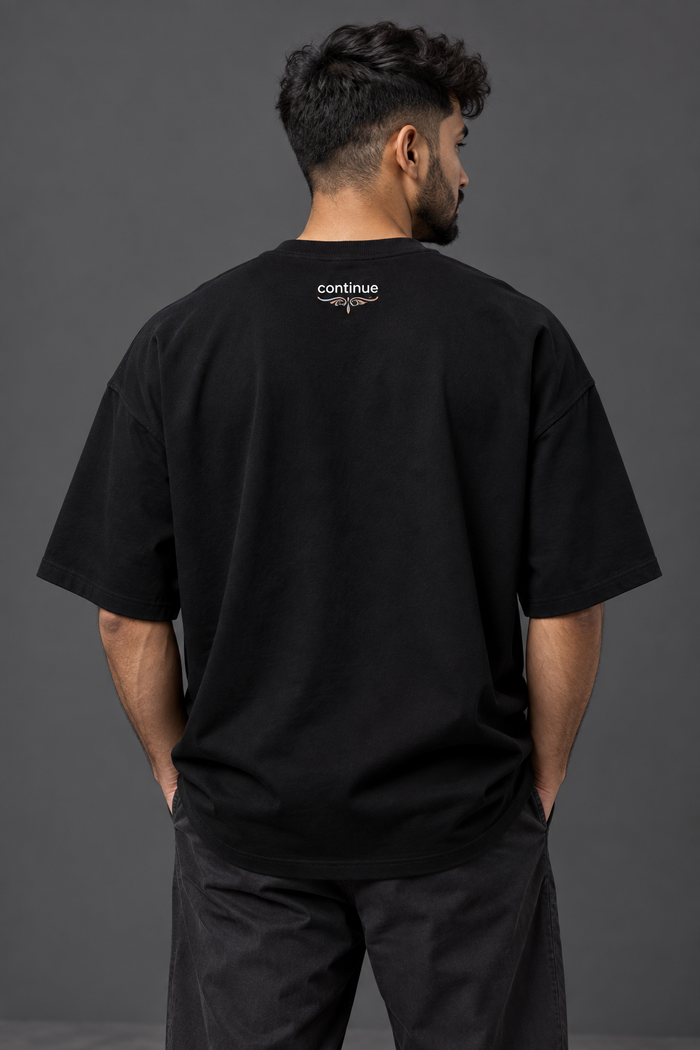 SELINX Creative Flow Black Oversized T-Shirt — alternate view