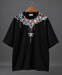 SELINX Creative Flow Black Oversized T-Shirt view 3