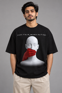 SELINX Quiet Mode Black Oversized T-Shirt view 4