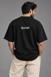 SELINX Quiet Mode Black Oversized T-Shirt view 2