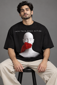 SELINX Quiet Mode Black Oversized T-Shirt view 1
