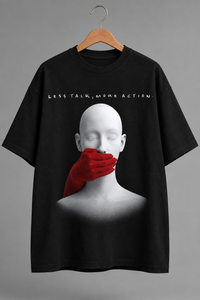 SELINX Quiet Mode Black Oversized T-Shirt view 3
