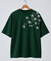 SELINX Forest Green Leaf Oversized T-Shirt view 3